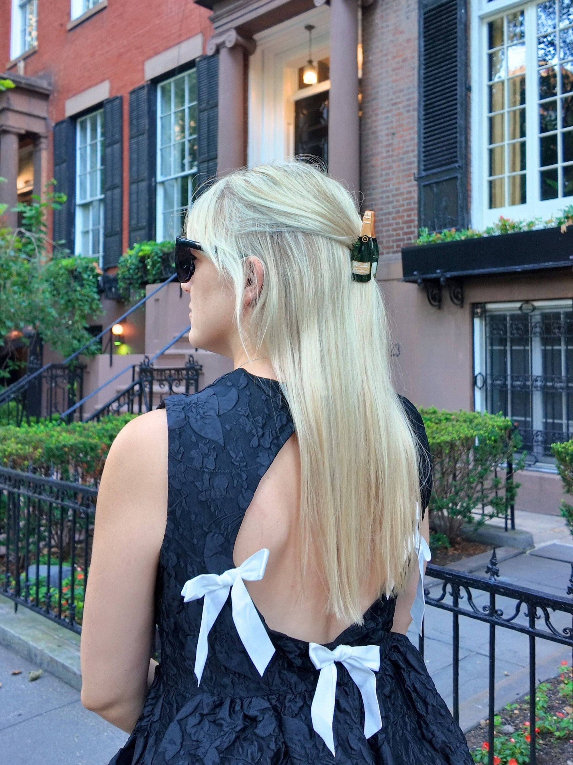 Hand-painted Champagne Claw Hair Clip