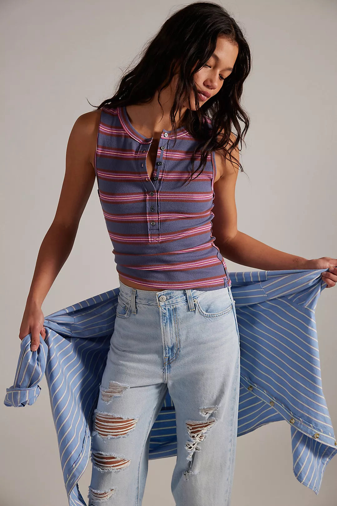 Jamie Henley Stripe Tank - Navy Combo
