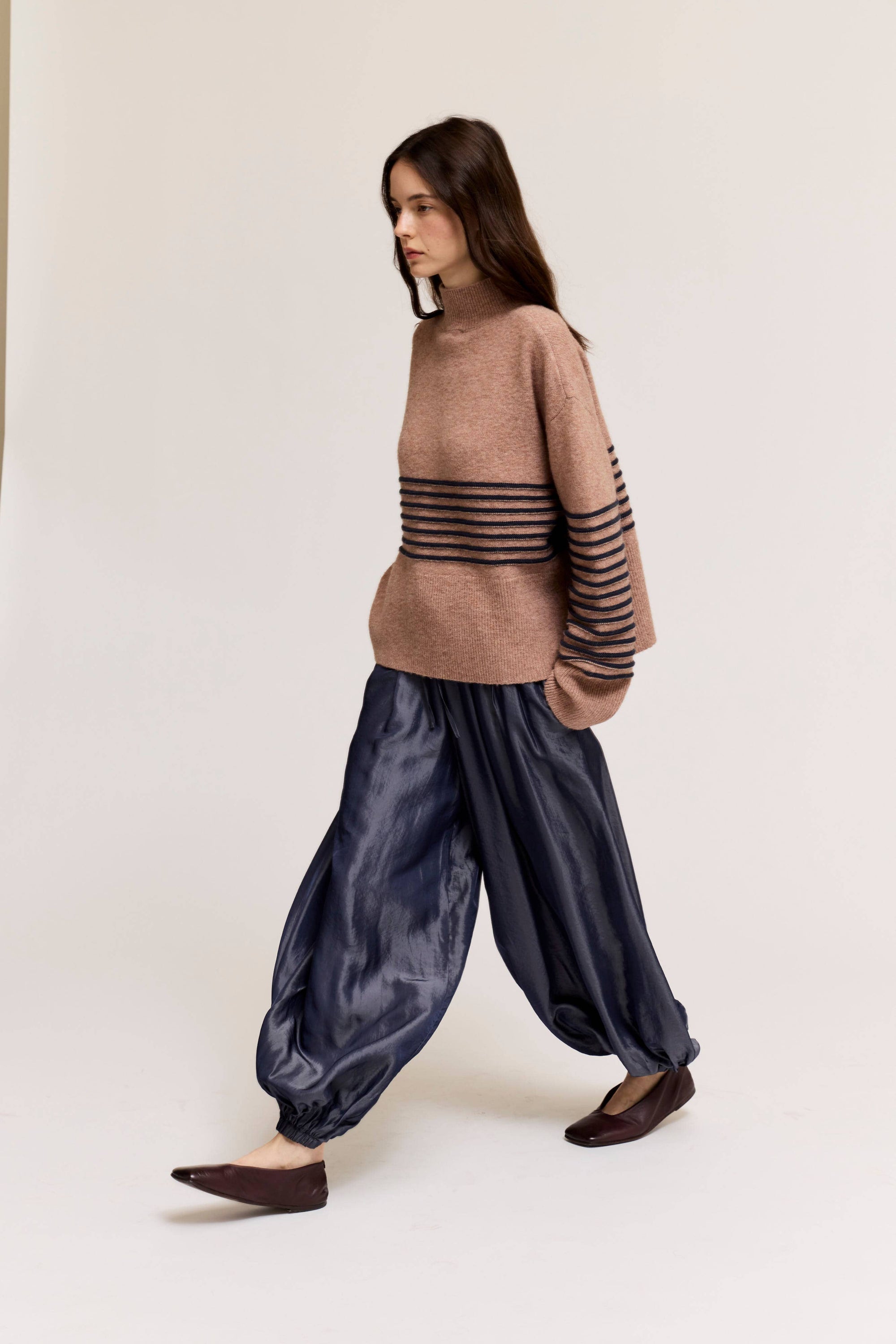 Satin Harem Pants - Indigo