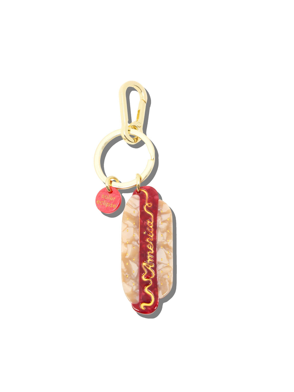 Hand-painted America Hotdog Bag Charm + Keychain