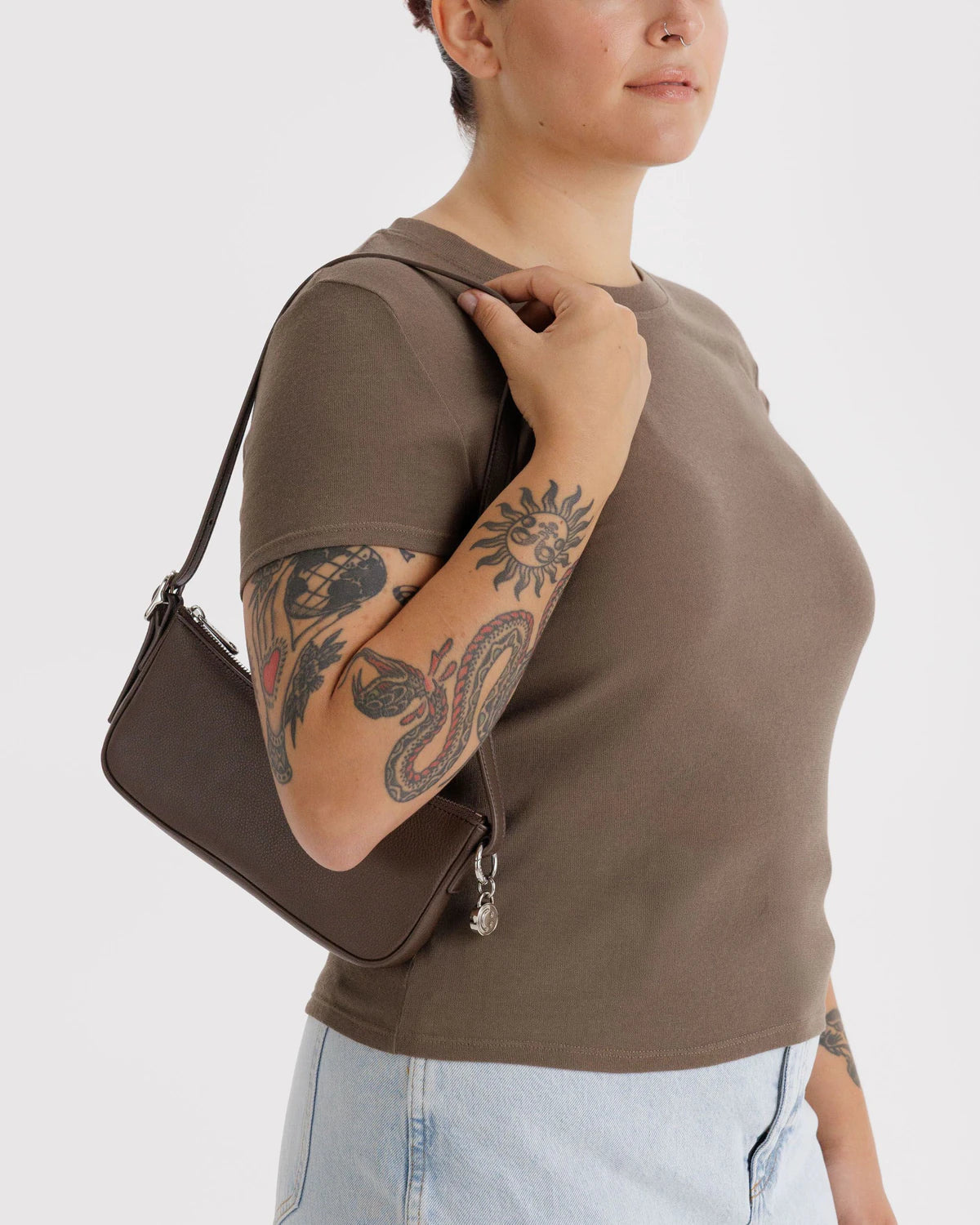 Recycled Leather Pouchette - Brown
