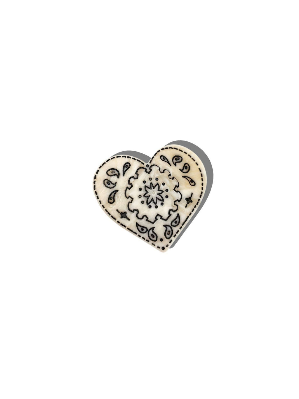 Hand-painted Mini Paisley Heart Claw Hair Clip