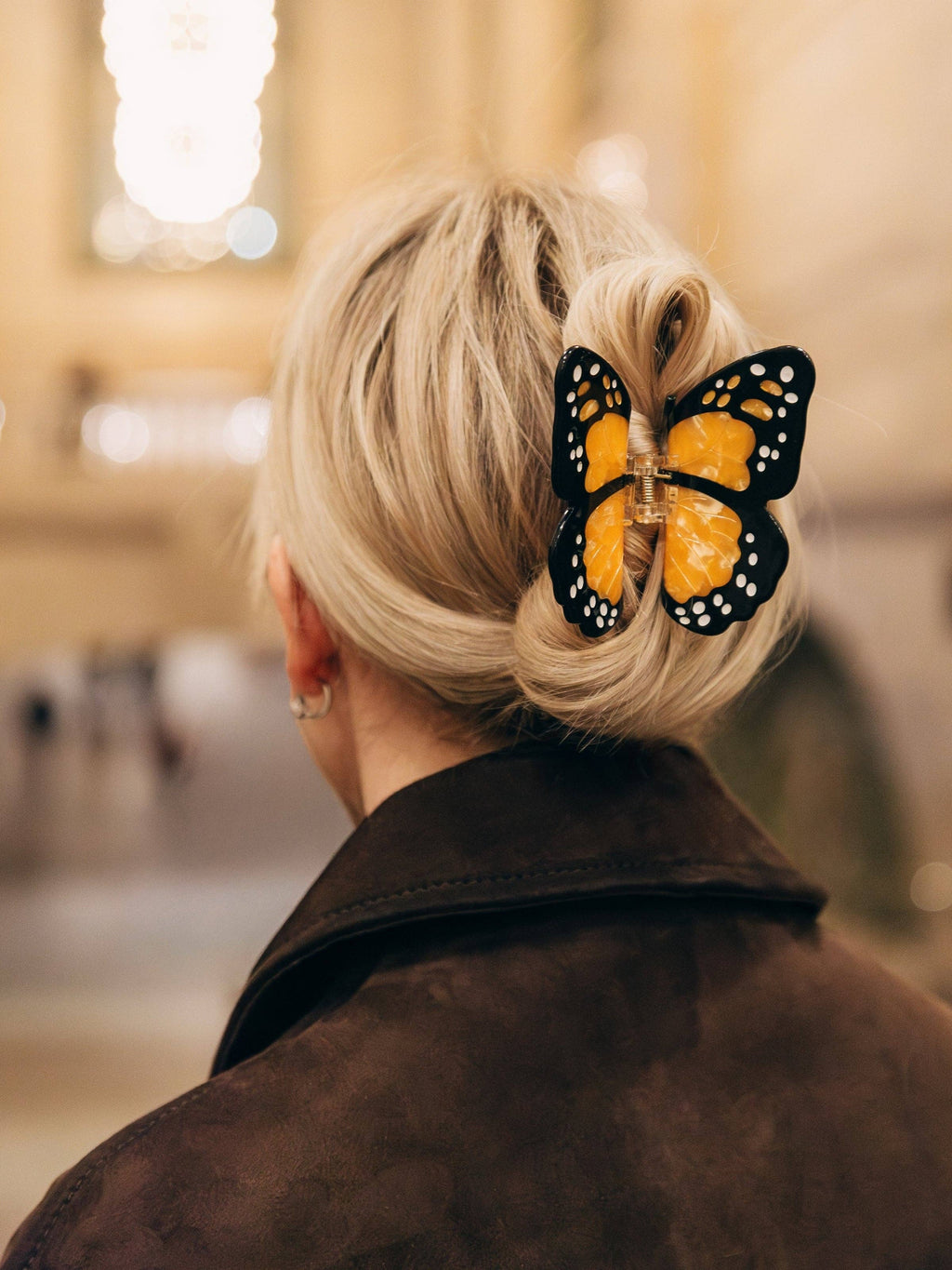 Hand-painted Monarch Butterfly Claw Hair Clip - Lavender