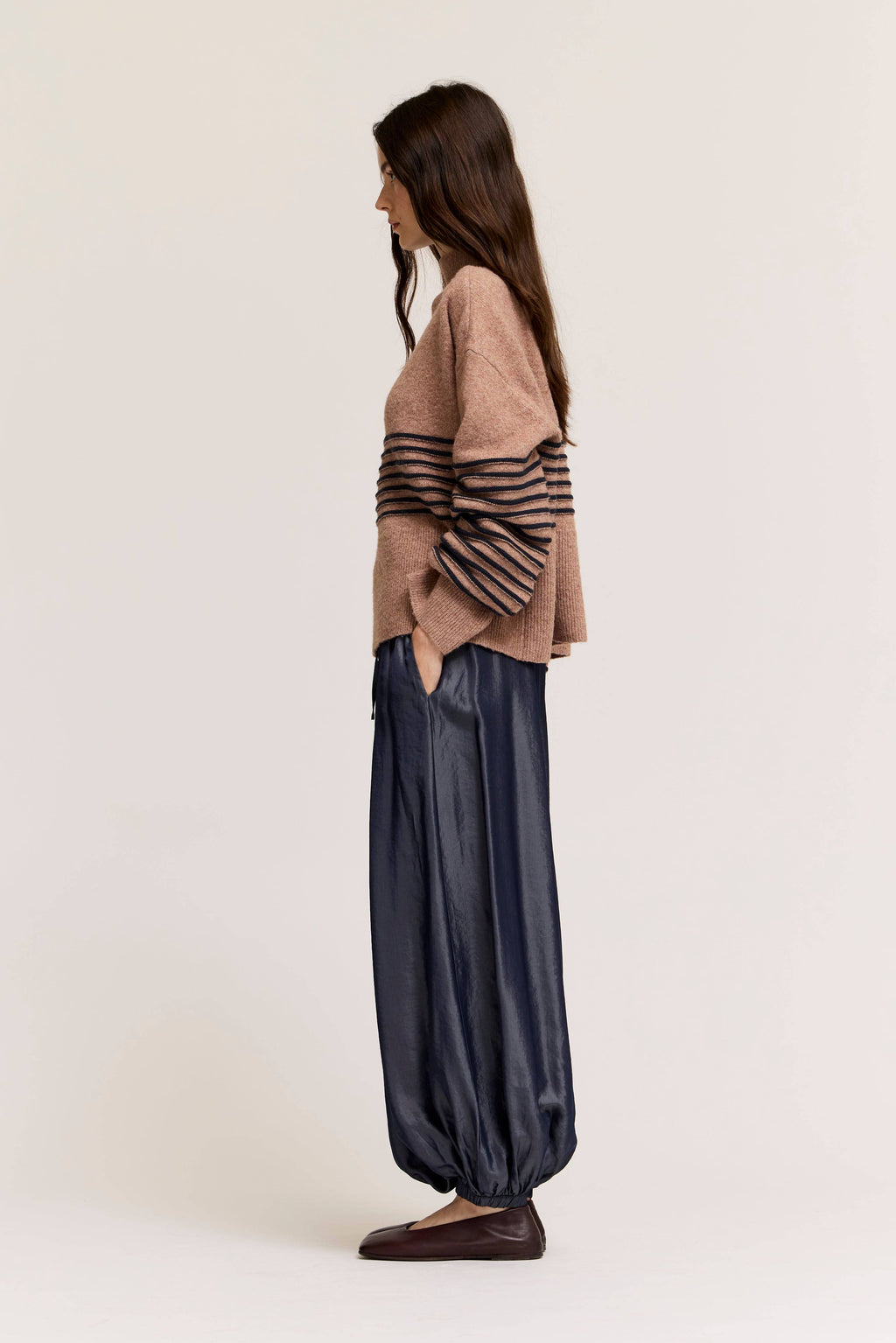 Satin Harem Pants - Indigo