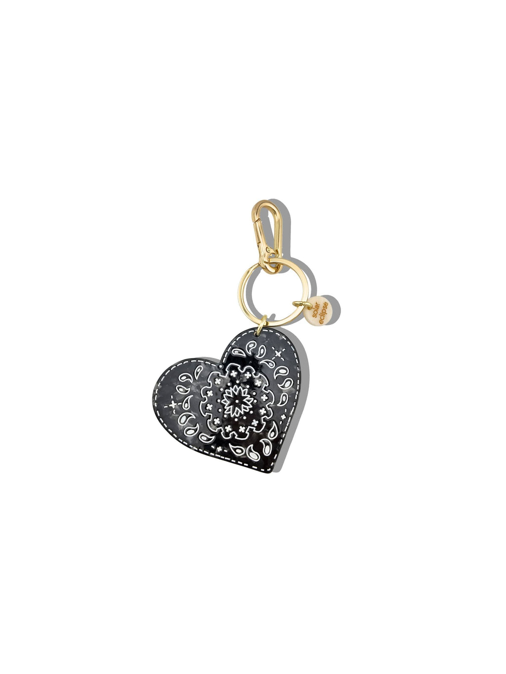 Hand-painted Paisley Heart Bag Charm + Keychain