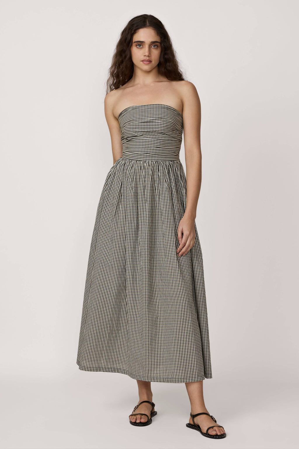 Strapless Tie Back Dress - Gingham