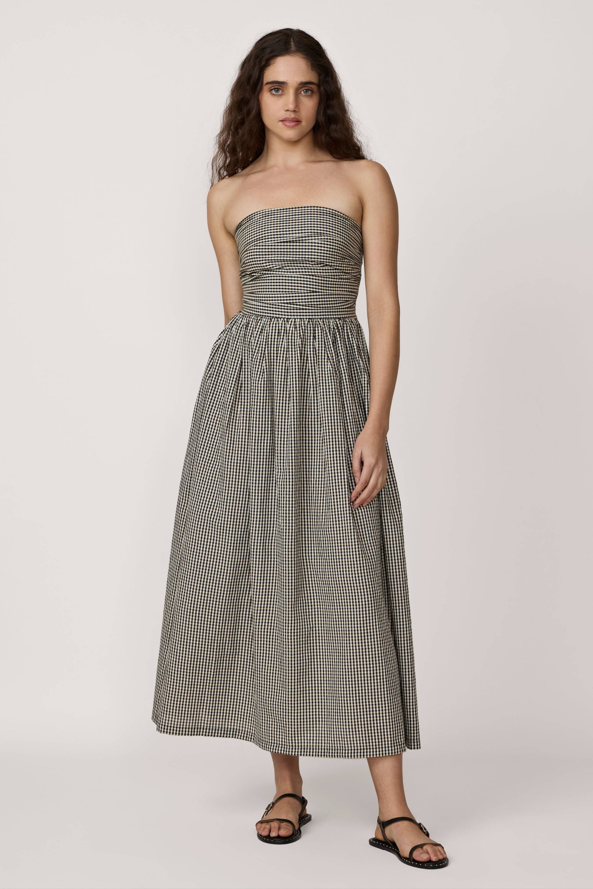 Strapless Tie Back Dress - Gingham