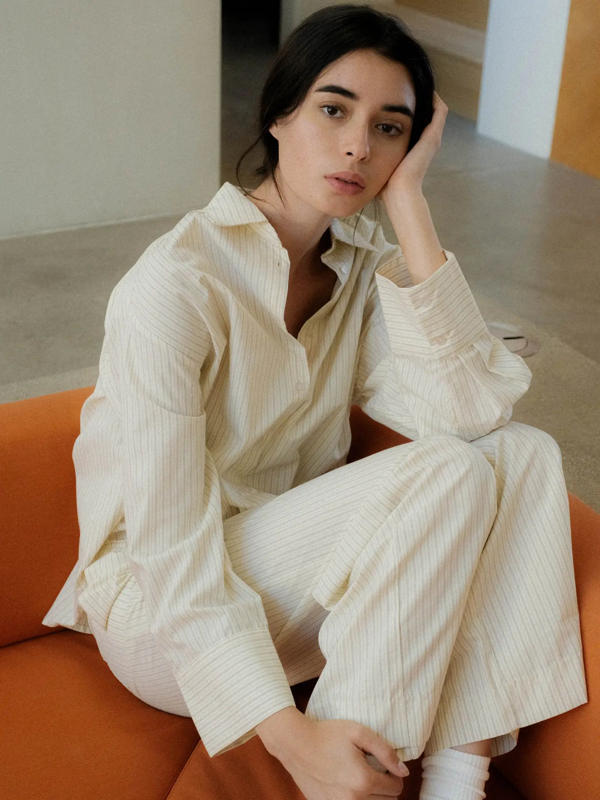 The Avery Pants - Ivory Stripe