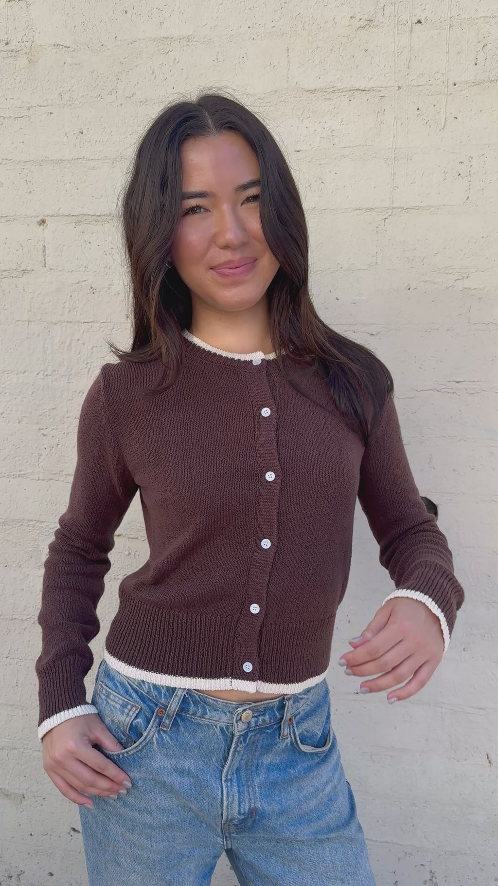 Fidel Cardigan - Brown/Cream