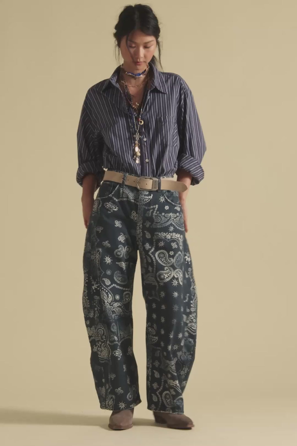 Good Luck Barrel Jeans - Navy Bandana