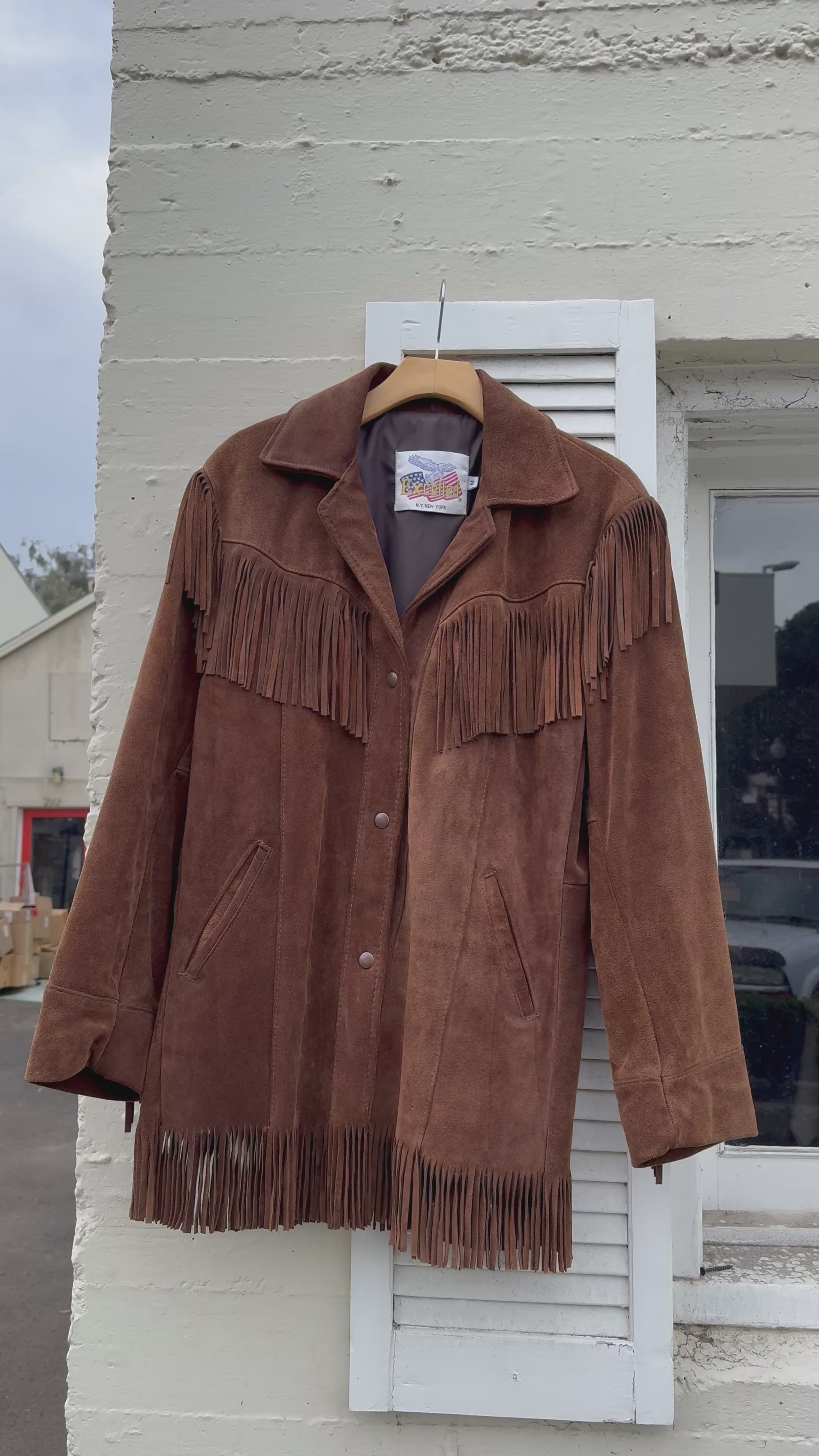 Vintage USA Made Exelled Fringe Suede Jacket